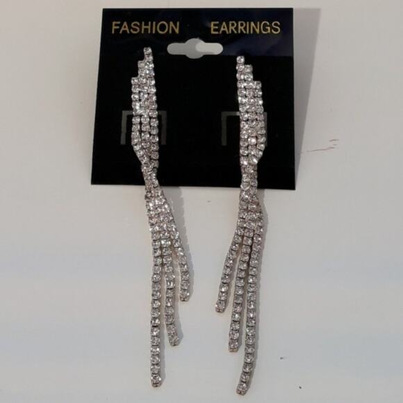 Vintage Post Earrings Triple-strand Rhinestone Twist - Picture 3 of 4